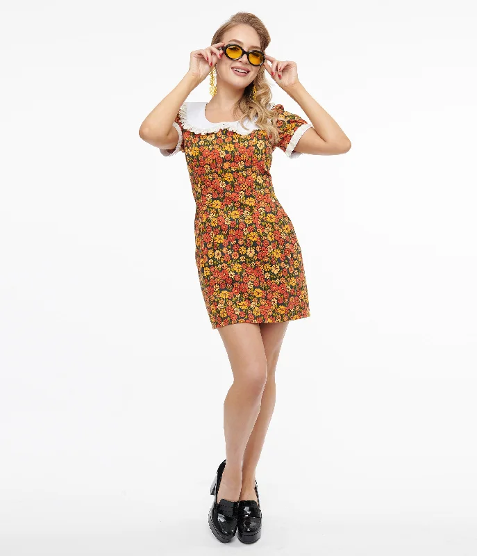 Miracle Eye 1960s Yellow & Orange Marigold Dolly Mini Dress