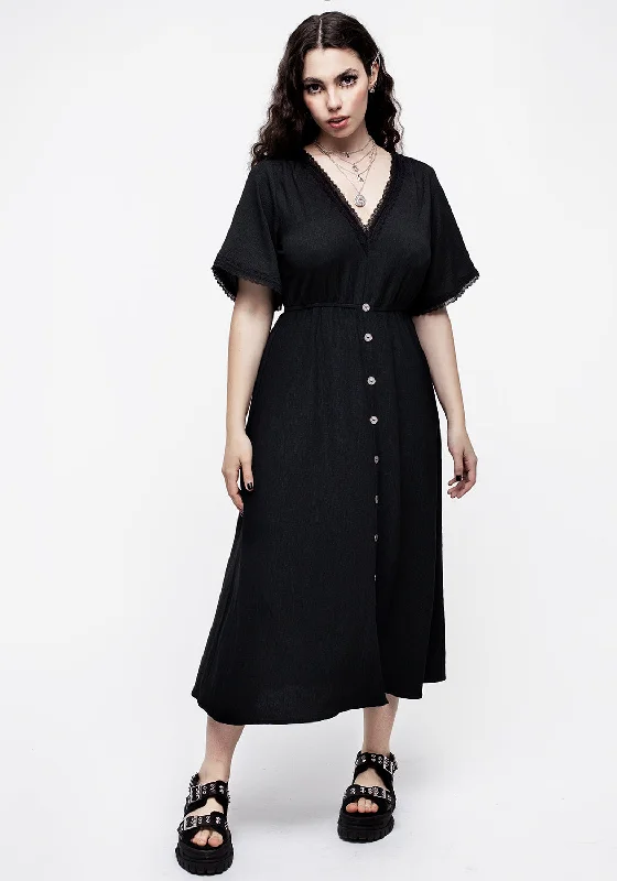 Corruption Crinkle Button Down Midi Dress