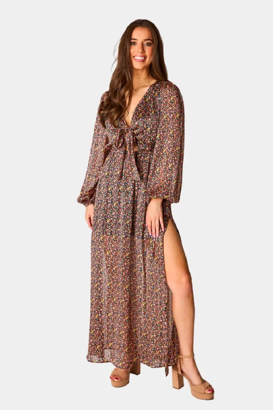 Desirae Long Sleeve Maxi Dress - Color Burst