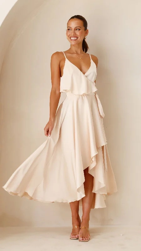 Gabriella Midi Dress - Champagne