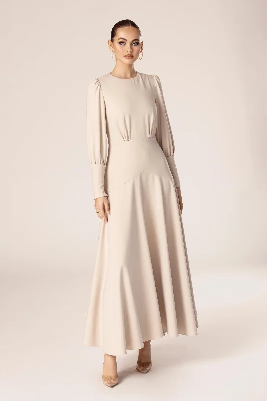 Naida Flounce Maxi Dress - Biscotti Beige