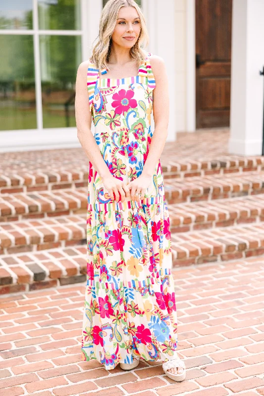 Stand Out Ivory White Floral Maxi Dress