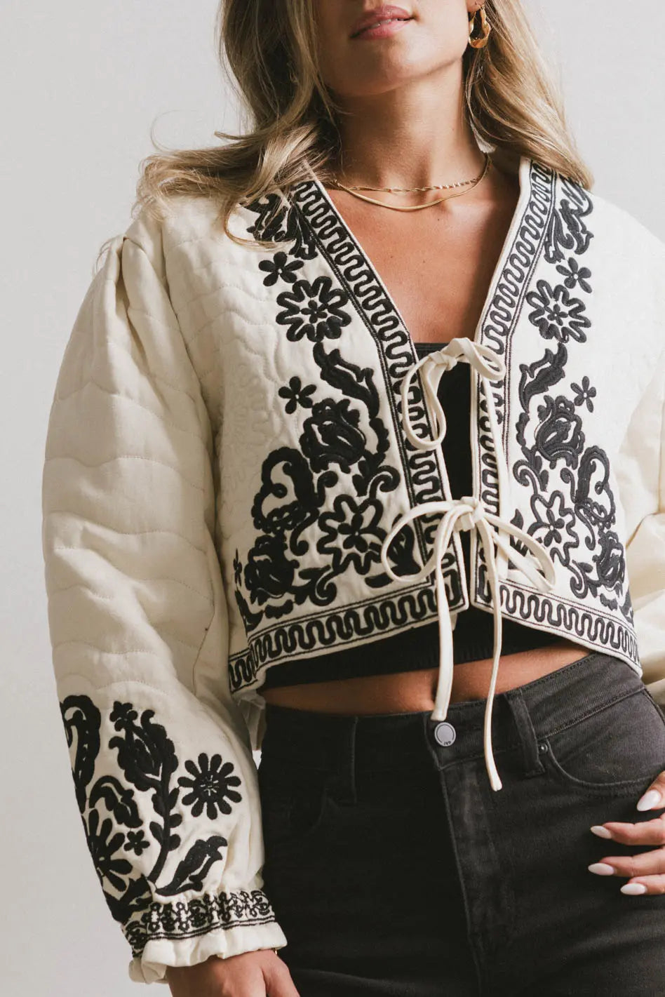 Benja Embroidered Jacket in Ivory