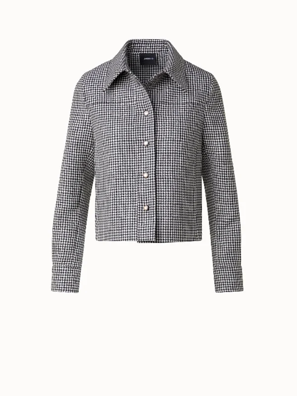 Short Vichy Shirt Jacket in Wool Double-Face