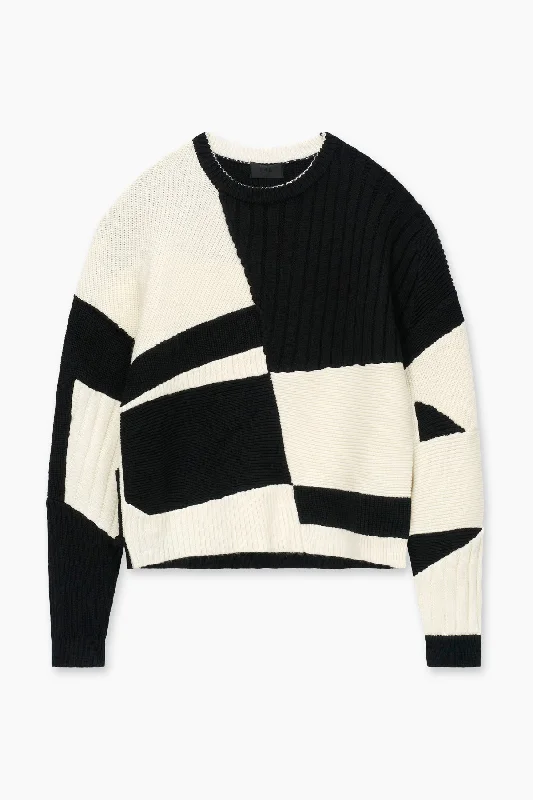 AIMEE SWEATER | BLACK AND WHITE GEOMETRIC