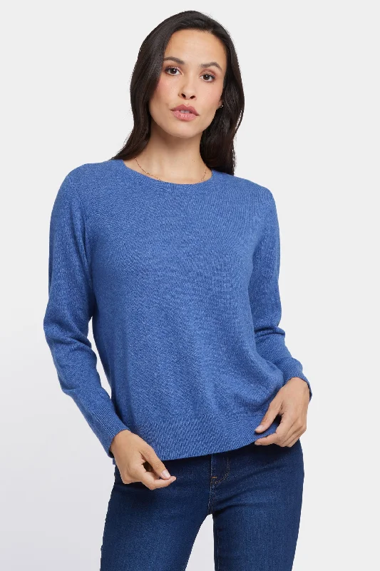 Cashmere Essential Crewneck Sweater - Heather Blue