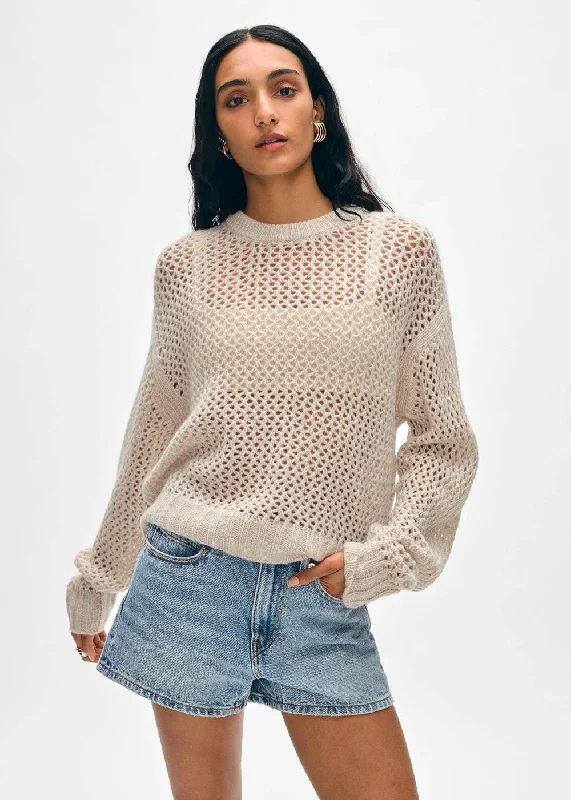 Cashmere Marled Mesh Crewneck