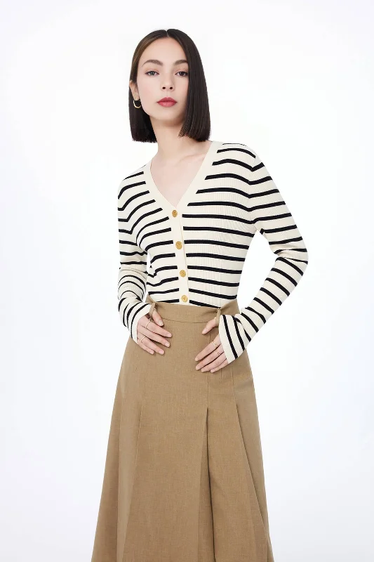 Chic Striped Knit Cardigan