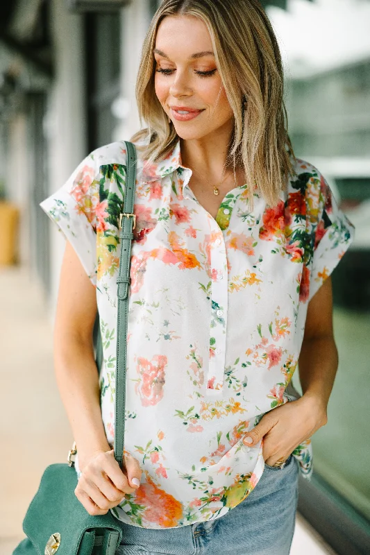 Here For You Off White Floral Blouse