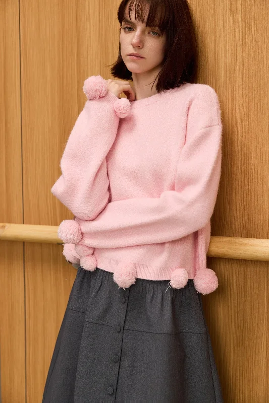 LILY Soft Drop Shoulder Pom-Pom Sweater