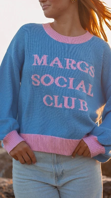 Margs Social Club Sweater - Blue / Pink