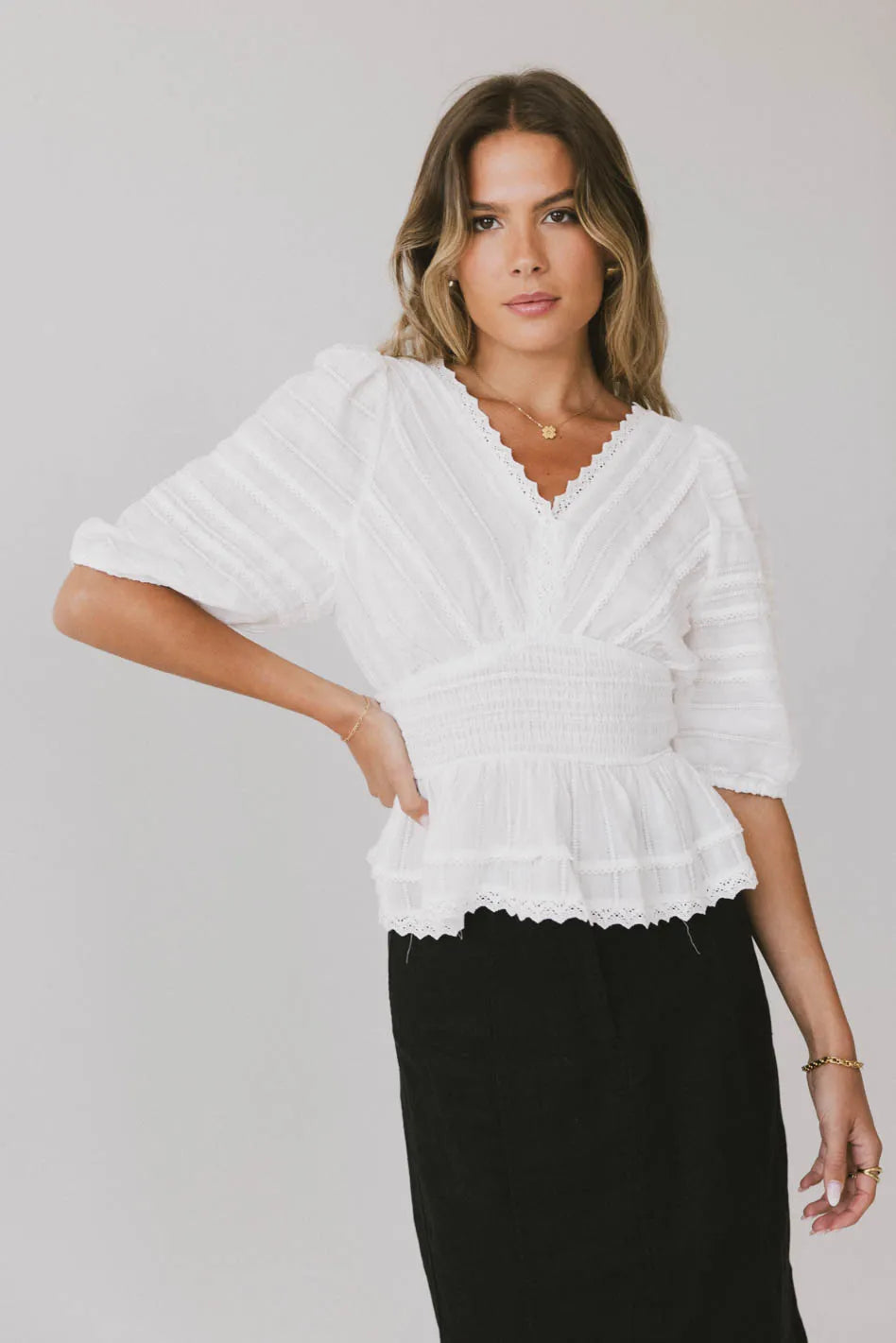 Nika Lace Ruffle Blouse