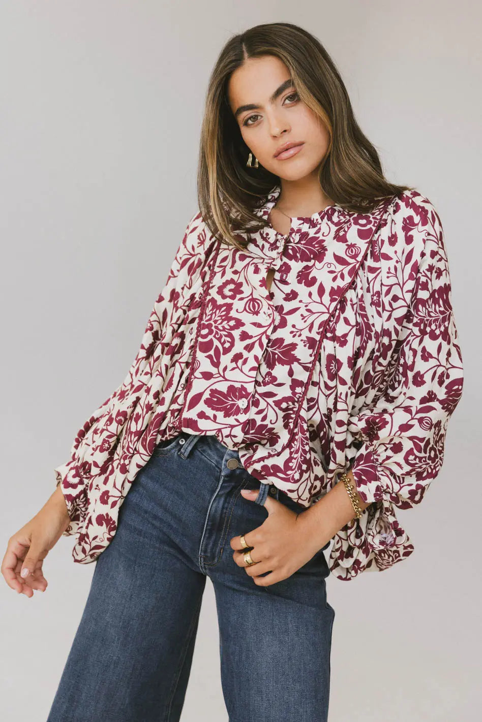 Nona Dolman Sleeve Blouse in Burgundy - FINAL SALE