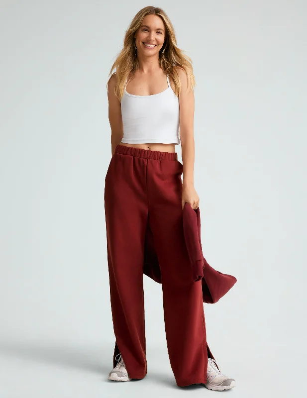 Open Ended Mid Rise Wide Leg Pant