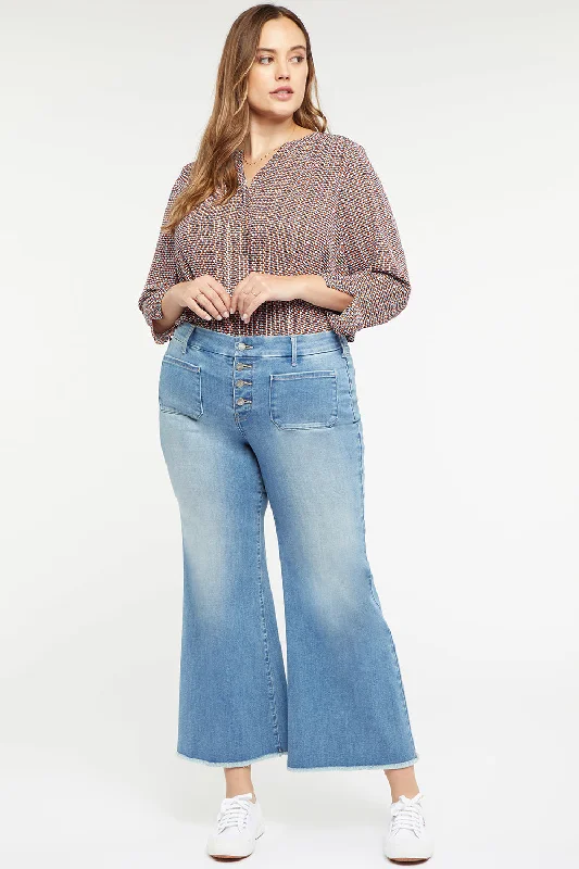 Patchie Wide Leg Ankle Jeans In Plus Size - Clean Brookes