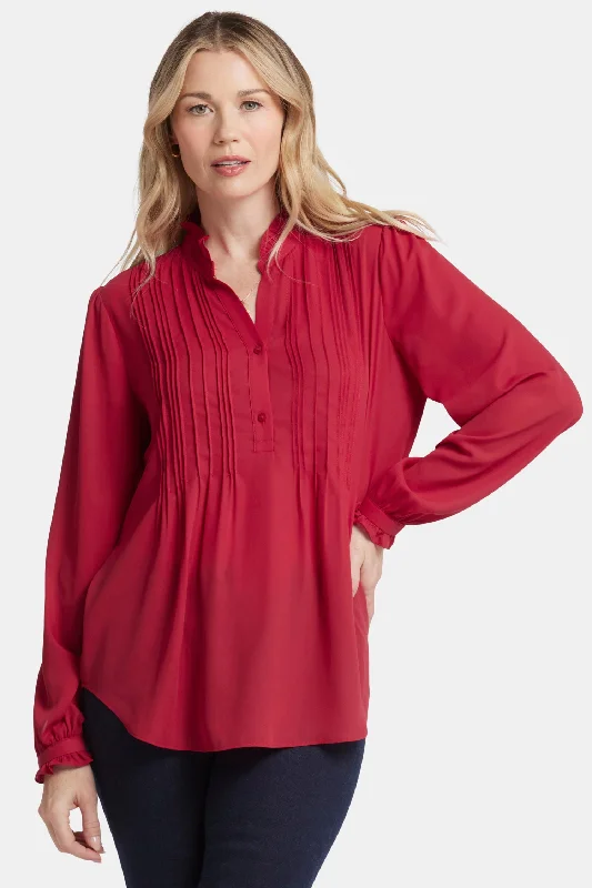 Pleated Front Tunic - Jalapeño Red