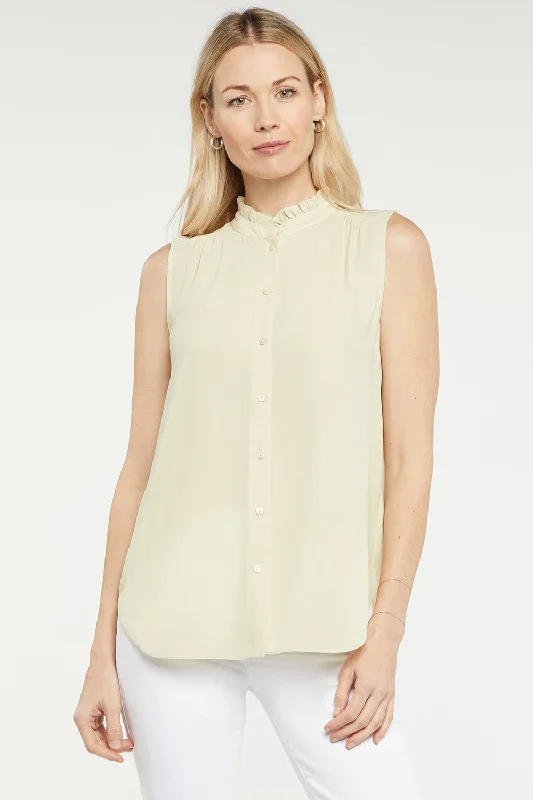 Sleeveless Ruffle Neck Blouse - Butter