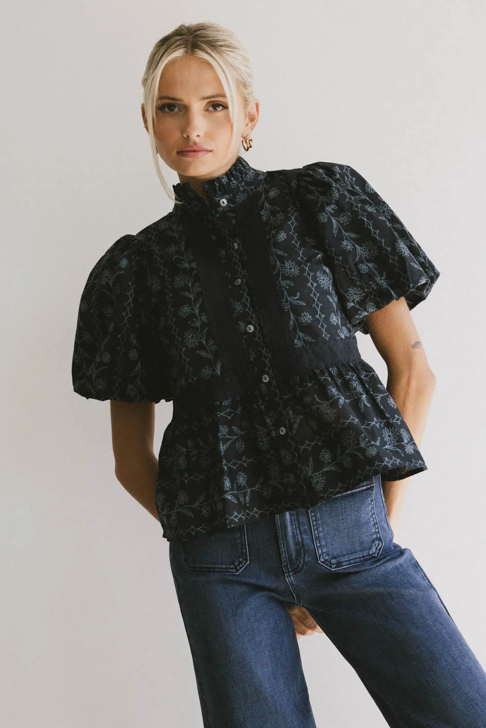 Stassi Printed Blouse in Navy