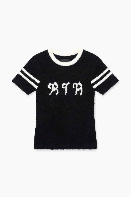 TEA SWEATER TEE | BLACK & WHITE VARSITY