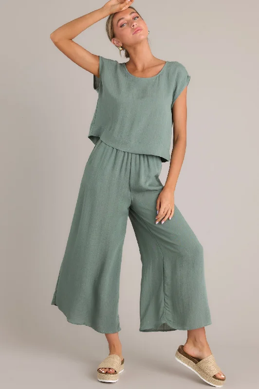 Timeless Threads Sage Green Cropped Pants