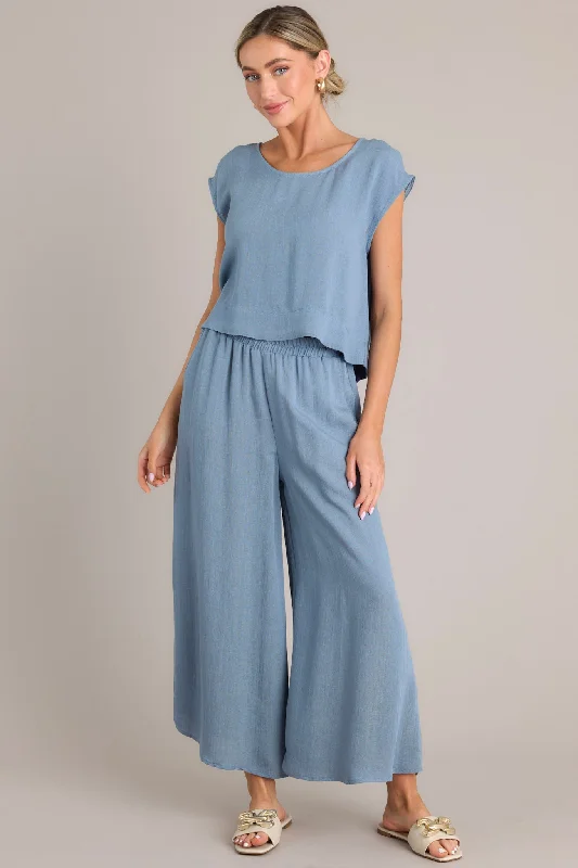 Timeless Threads Slate Blue Cropped Pants