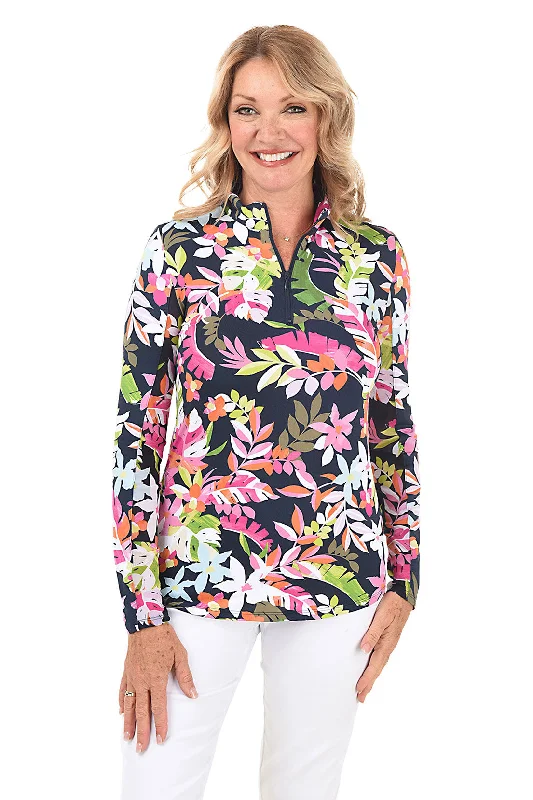 Fiji Flower UPF50+ Mock Neck Top