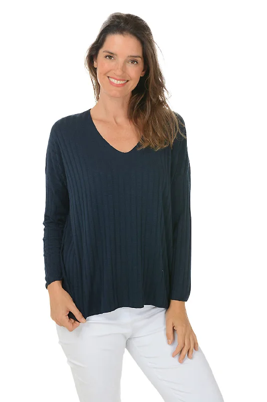 V-Neck Dolman Sleeve Ribbed Top