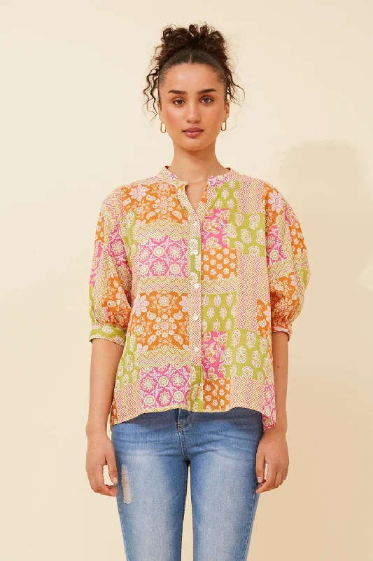 BELINA PATCHWORK PRINT SHIRT