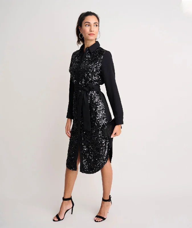 Sequin Crepe Lexie Shirt Dress