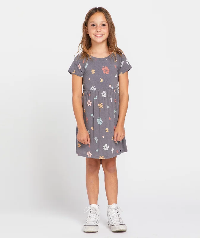 Little Girls Moondazed Dress - Dark Grey