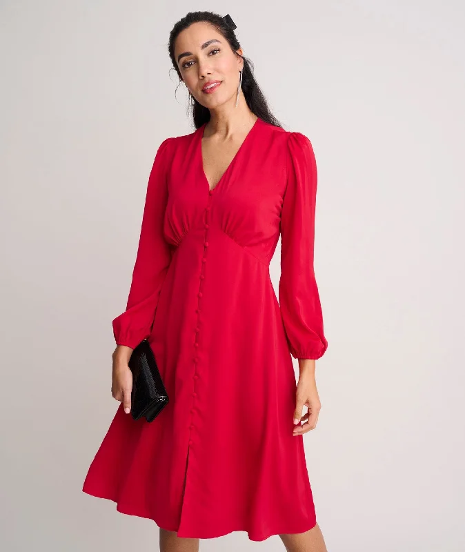 Satin V-Neck Malorie Dress