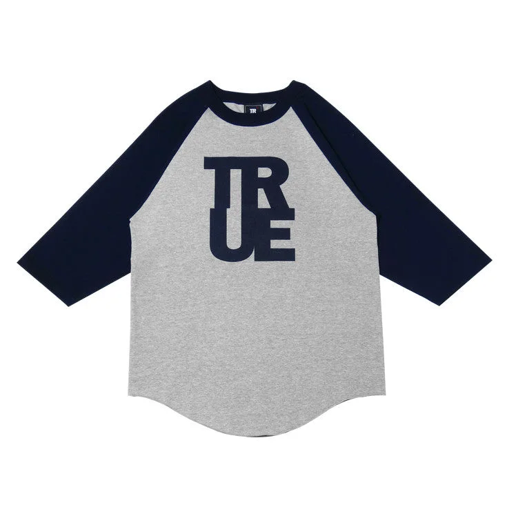 Mens True Logo Raglan T-Shirt Grey/Navy