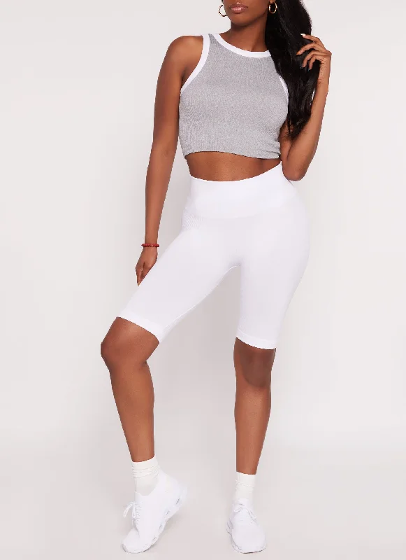 Seamless Ribbed High Waist Biker Shorts