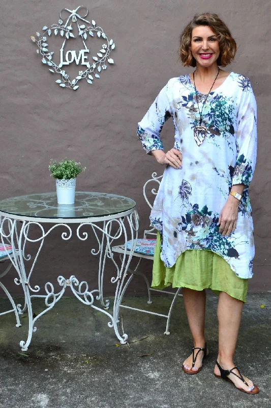 Green Paisley Layered Tunic Dress