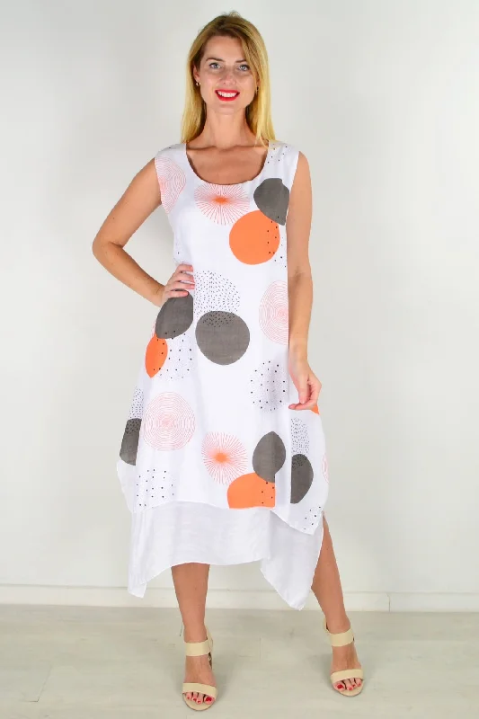 Orange Spot Sleeveless Tunic Dress