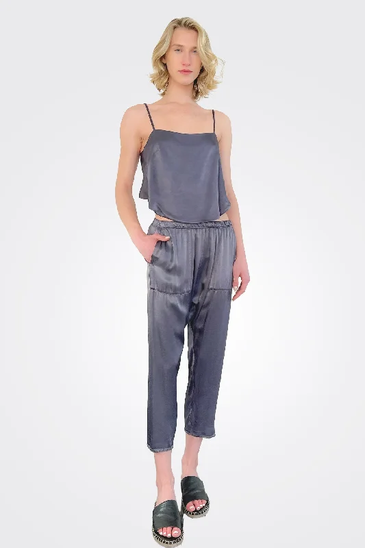 Erika Vintage Satin Drop Pant - Graphite