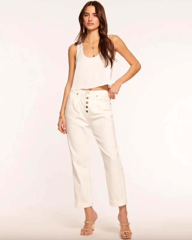 Pearle Cropped Straight Leg Jean - White