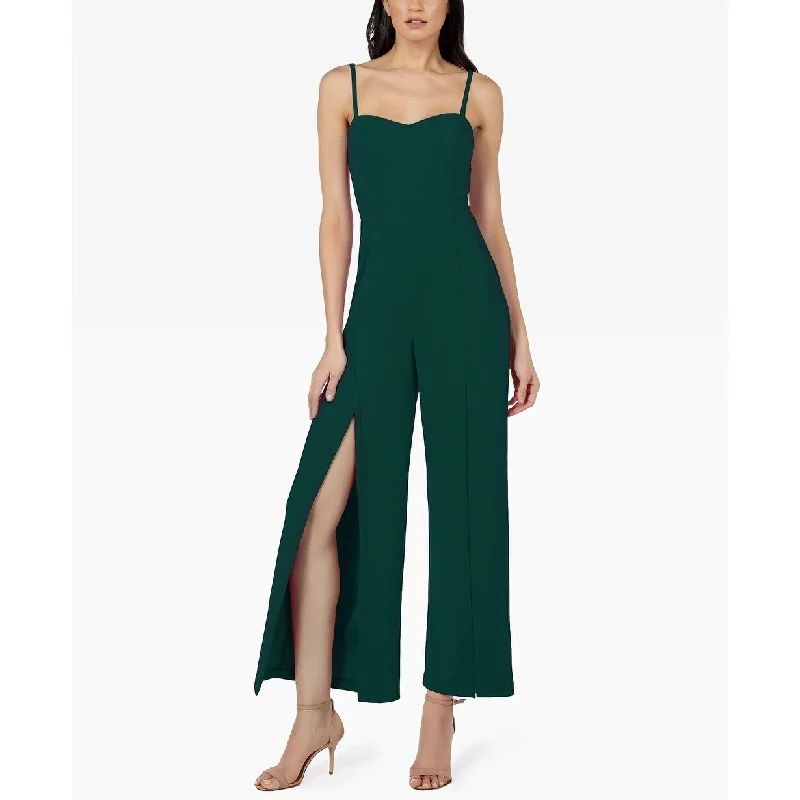 bebe Women's Split-Leg Jumpsuit Dark Green Size Small