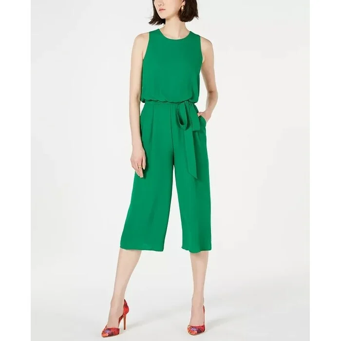 Vince Camuto Women's Open-Back Cropped Jumpsuit Green Size 8